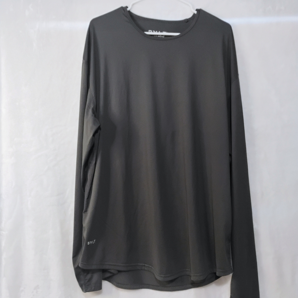 BYLT Basics Drop Cut Lux Long Sleeve Performance Stretch Mens XXL Gray Shirt J